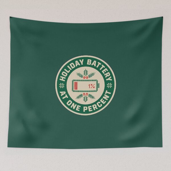Item preview,  Holiday Battery At One Percent Retro Badge designed and sold by DripCultureLab.