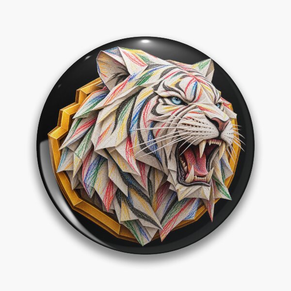 Item preview, White Tiger Origami Art – Roaring Geometric Paper Tiger Head | PLUSHIWORLD designed and sold by PLUSHIWORLDtm.