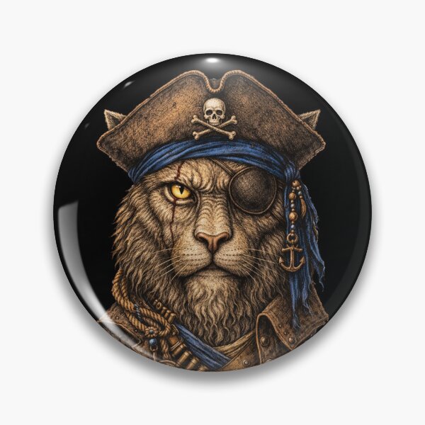 Item preview, Pirate Lion Captain Vintage Engraving Design designed and sold by FREENATION2026.
