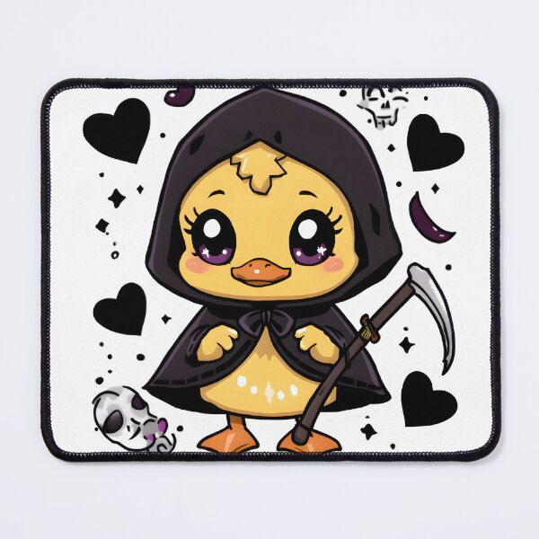 Item preview, Cute Grim Reaper Duck | Kawaii Dark Duck with Scythe & Ghost designed and sold by dreamz-world.