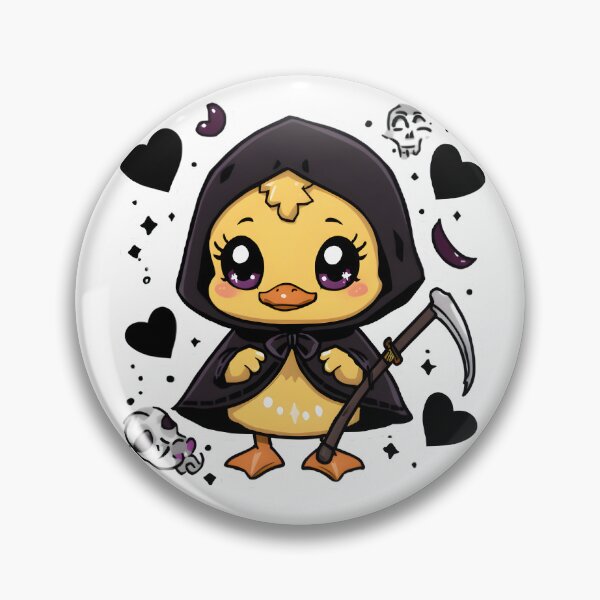 Item preview, Cute Grim Reaper Duck | Kawaii Dark Duck with Scythe & Ghost designed and sold by dreamz-world.