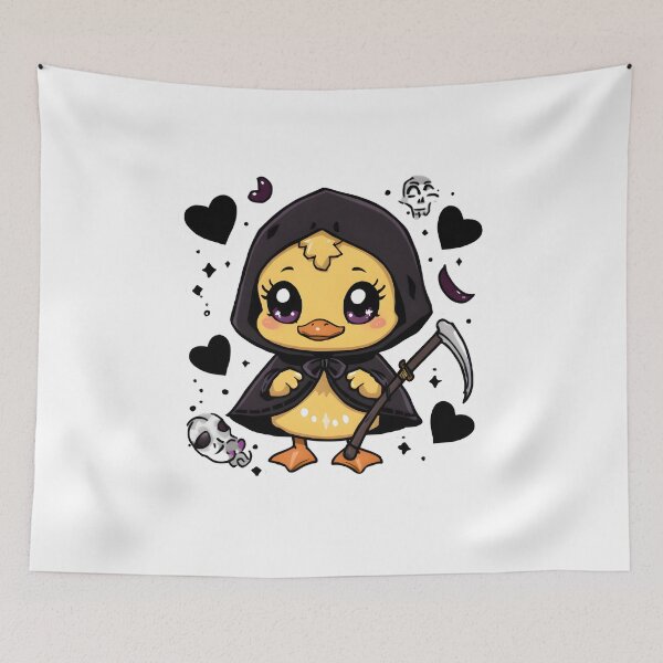 Item preview, Cute Grim Reaper Duck | Kawaii Dark Duck with Scythe & Ghost designed and sold by dreamz-world.