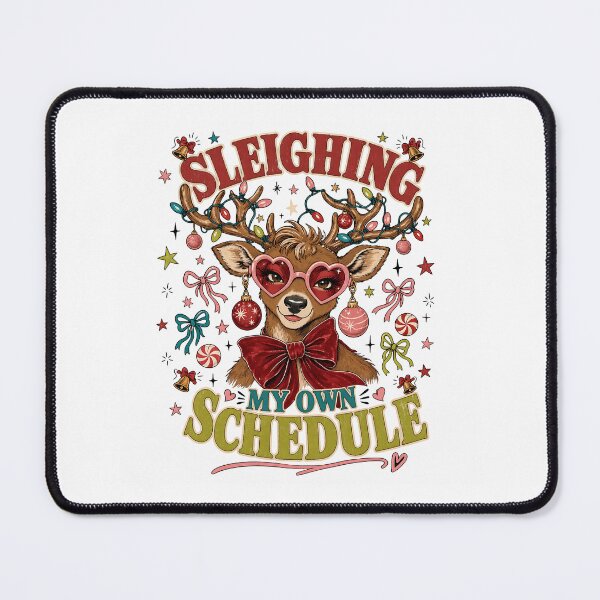 Item preview, Sleighing My Own Schedule Reindeer in Heart Glasses designed and sold by JoyfullyOffbeat.