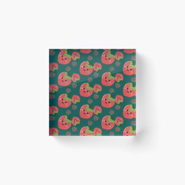 Item preview, Cute Kawaii Smiling Strawberry Pattern designed and sold by photossmirnov.