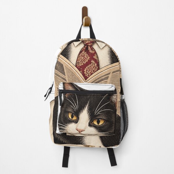 Item preview, Vintage black and white cat reading the newspaper in the bathroom designed and sold by Limmagin.