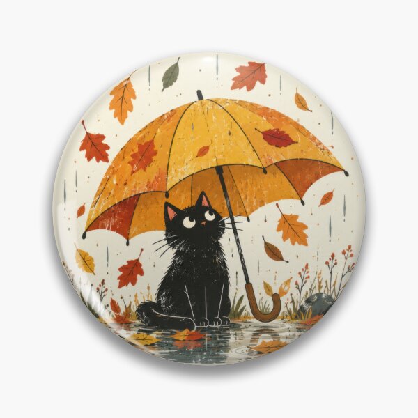 Item preview, Black cat under yellow umbrella designed and sold by anytka.