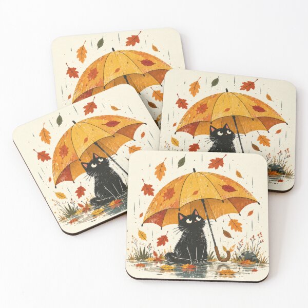 Item preview, Black cat under yellow umbrella designed and sold by anytka.