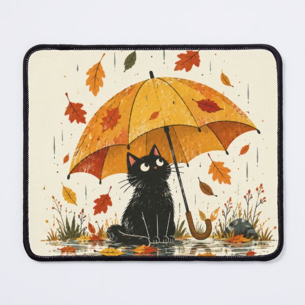 Item preview, Black cat under yellow umbrella designed and sold by anytka.