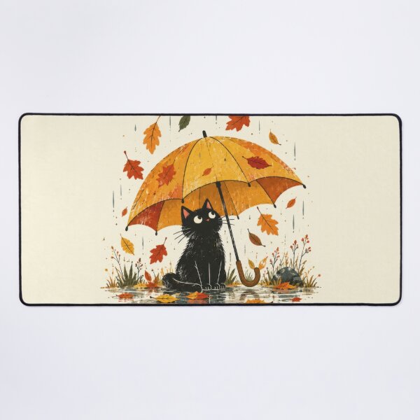 Item preview, Black cat under yellow umbrella designed and sold by anytka.