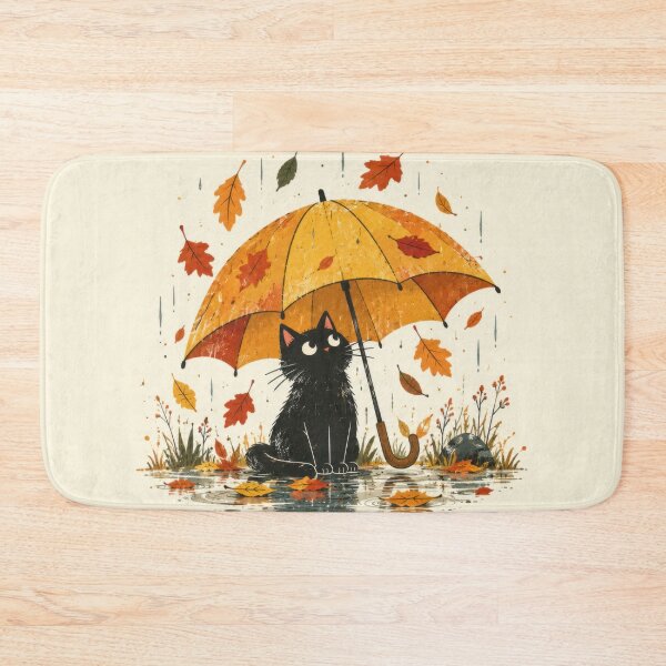 Item preview, Black cat under yellow umbrella designed and sold by anytka.