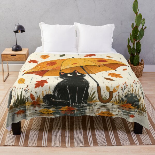 Item preview, Black cat under yellow umbrella designed and sold by anytka.