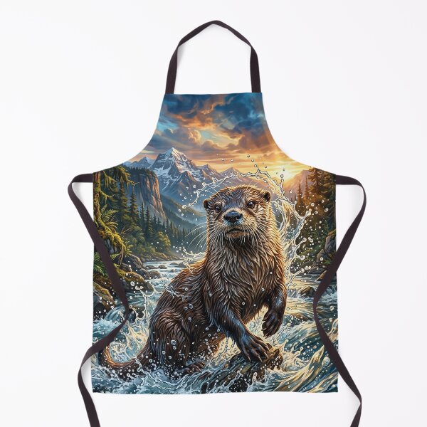 Item preview, Playful Otter Leaping Through a Rocky Mountain River designed and sold by Lucid Dream Pixel.