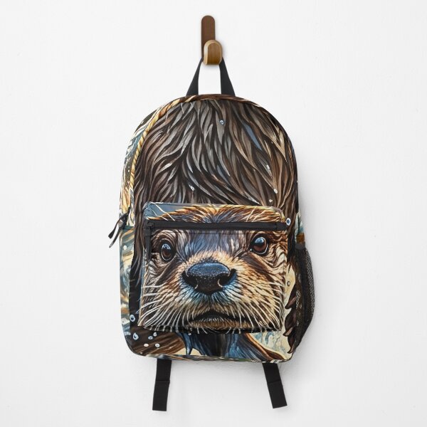 Item preview, Playful Otter Leaping Through a Rocky Mountain River designed and sold by Lucid Dream Pixel.
