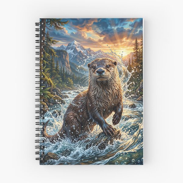 Item preview, Playful Otter Leaping Through a Rocky Mountain River designed and sold by Lucid Dream Pixel.
