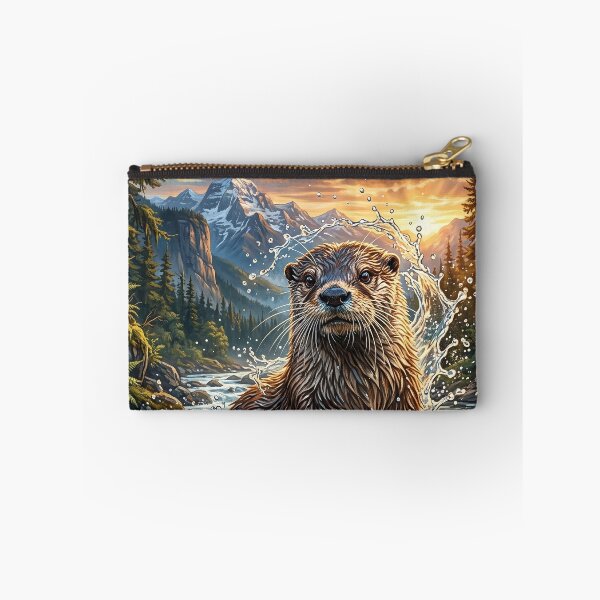 Item preview, Playful Otter Leaping Through a Rocky Mountain River designed and sold by Lucid Dream Pixel.