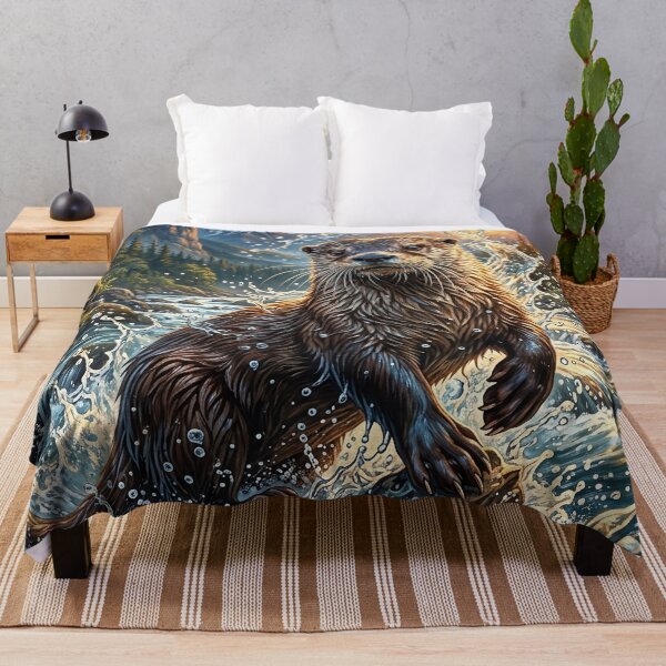 Item preview, Playful Otter Leaping Through a Rocky Mountain River designed and sold by Lucid Dream Pixel.