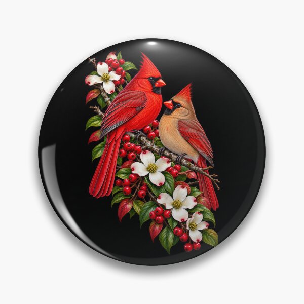 Item preview, Pair of Cardinals on a Branch Red Cardinal Bird Nature Design designed and sold by RockitBaby.