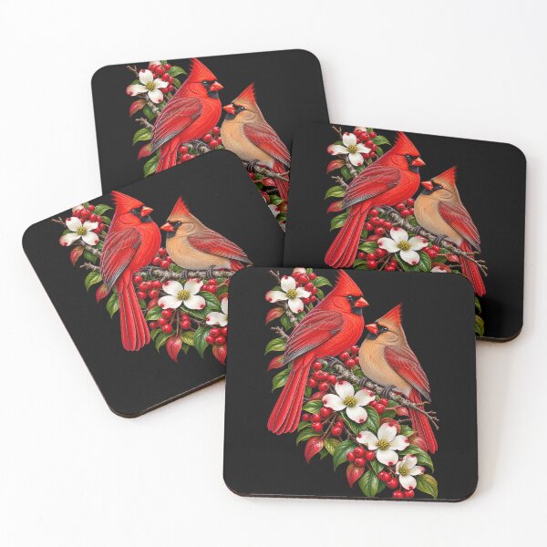 Item preview, Pair of Cardinals on a Branch Red Cardinal Bird Nature Design designed and sold by RockitBaby.