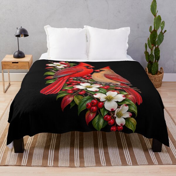 Item preview, Pair of Cardinals on a Branch Red Cardinal Bird Nature Design designed and sold by RockitBaby.