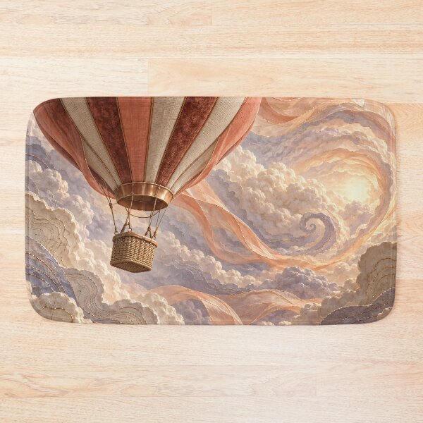 Item preview, Pastel Hot Air Balloons in Dreamy Clouds – Whimsical Fantasy Sky Art Print designed and sold by Kaleidoscope Print.
