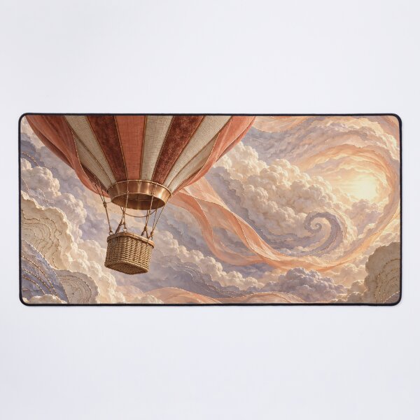 Item preview, Pastel Hot Air Balloons in Dreamy Clouds – Whimsical Fantasy Sky Art Print designed and sold by Kaleidoscope Print.
