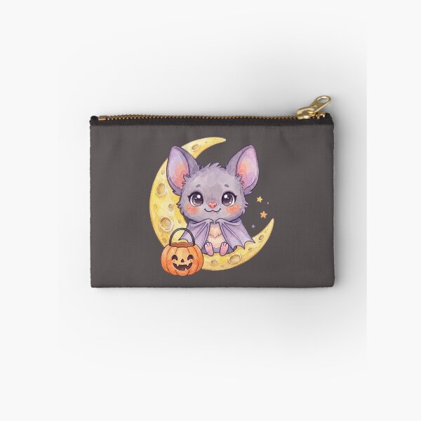 Item preview, Cute Halloween Bat on Crescent Moon with Pumpkin designed and sold by NadinArtStudio.