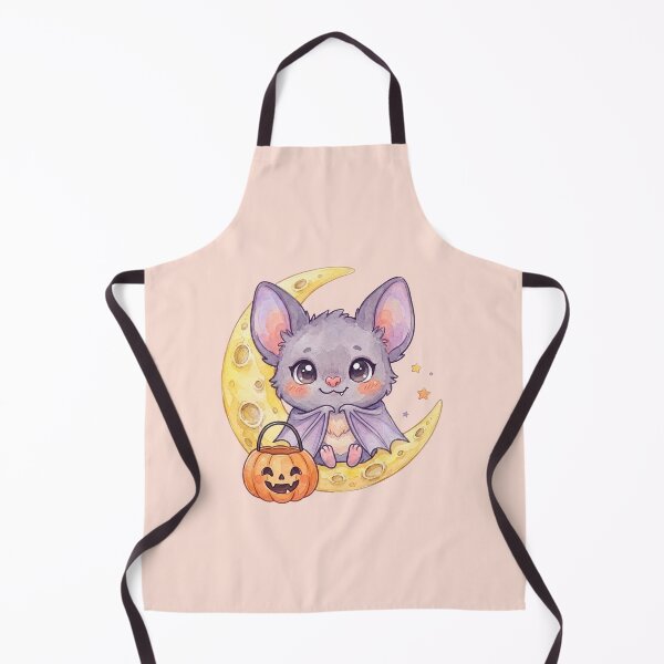 Item preview, Cute Halloween Bat on Crescent Moon with Pumpkin designed and sold by NadinArtStudio.