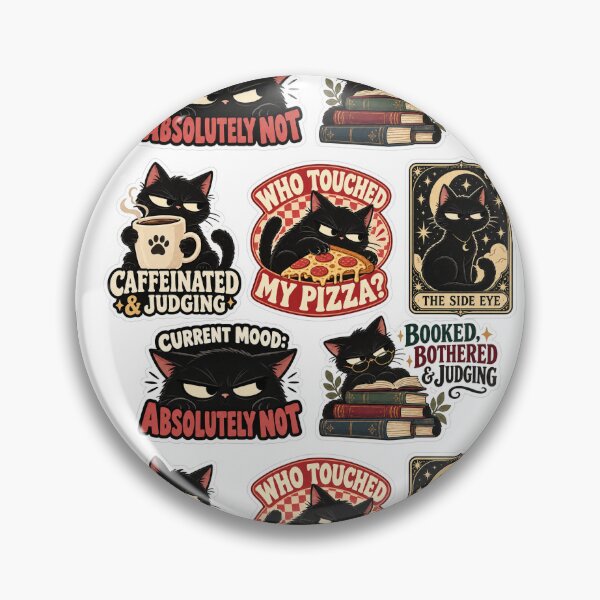 Item preview, Side-Eye Cat Collection – Funny Sarcastic Black Cat Sticker Set designed and sold by InspireHerTribe.