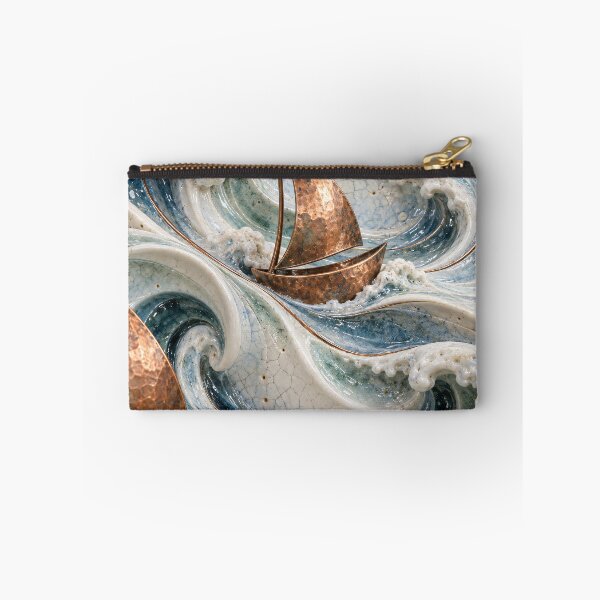 Item preview, Copper Sailboats on Ceramic Ocean Waves – Luxury Coastal Nautical Art Print designed and sold by Kaleidoscope Print.