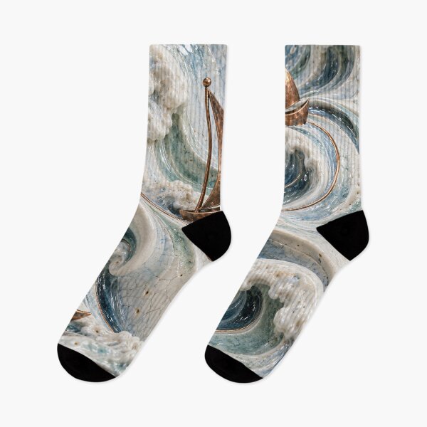 Item preview, Copper Sailboats on Ceramic Ocean Waves – Luxury Coastal Nautical Art Print designed and sold by Kaleidoscope Print.