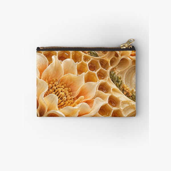 Item preview, Golden Honeycomb and Blooming Flowers – Luxury Honey Botanical Art Print designed and sold by Kaleidoscope Print.
