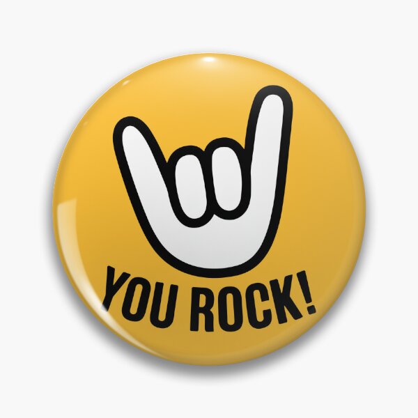 Item preview, You Rock Rock On Hand Sign Yellow Badge designed and sold by PixellaneArt.