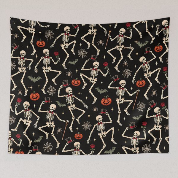 Item preview, Vintage Halloween Dancing Skeletons Pattern designed and sold by ValentinaHramov.