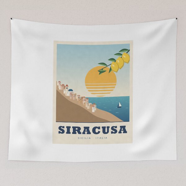 Item preview, Siracusa Ortigia Sicily Retro Travel Poster designed and sold by ChromaLens.