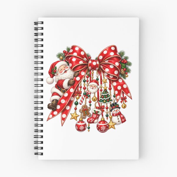 Item preview, Title: Santa Christmas Bow Vintage Holiday Christmas Decor Cute Festive Design designed and sold by LandFinStudio.