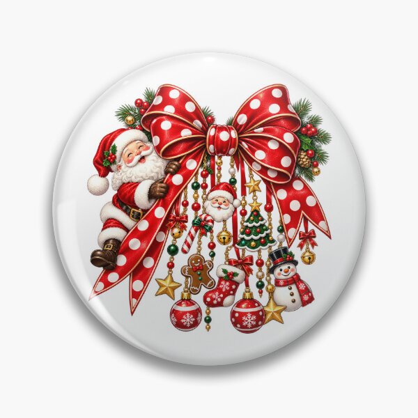 Item preview, Title: Santa Christmas Bow Vintage Holiday Christmas Decor Cute Festive Design designed and sold by LandFinStudio.