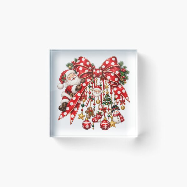 Item preview, Title: Santa Christmas Bow Vintage Holiday Christmas Decor Cute Festive Design designed and sold by LandFinStudio.