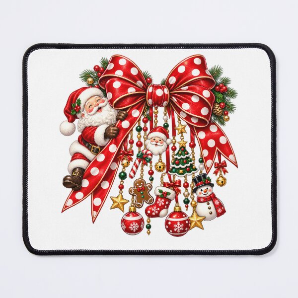 Item preview, Title: Santa Christmas Bow Vintage Holiday Christmas Decor Cute Festive Design designed and sold by LandFinStudio.
