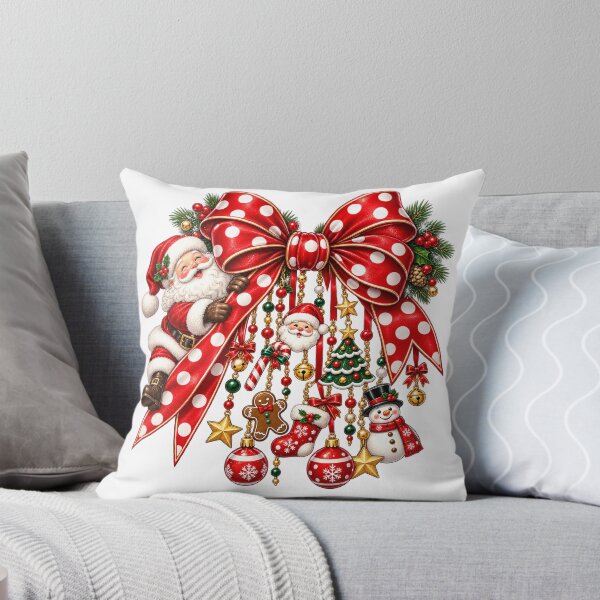 Item preview, Title: Santa Christmas Bow Vintage Holiday Christmas Decor Cute Festive Design designed and sold by LandFinStudio.