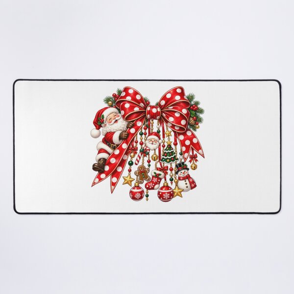 Item preview, Title: Santa Christmas Bow Vintage Holiday Christmas Decor Cute Festive Design designed and sold by LandFinStudio.