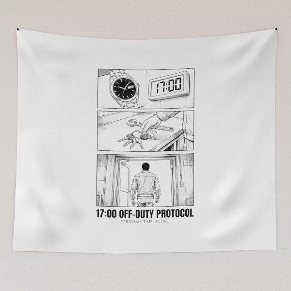 Item preview, 1700 Off Duty Protocol Work Humor Manga Style designed and sold by SplashTastic.
