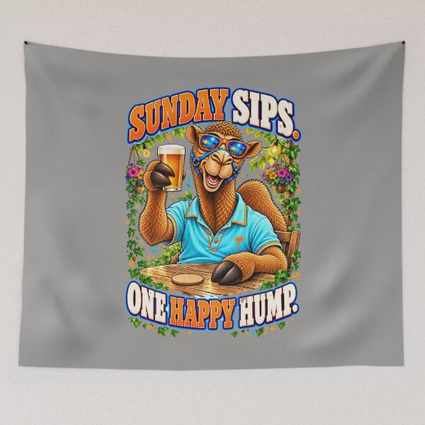 Item preview, Sunday Sips. One Happy Hump – Funny Lifestyle, Food and Pets T-Shirt – Funny Camel T-Shirt Animal Graphic Camel T-Shirt designed and sold by Camel & Quirk.