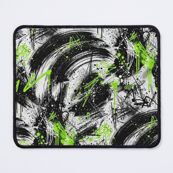 Item preview, Neon Green Graffiti Streetwear Pattern - Abstract Black White Urban Art Paint Splatter designed and sold by Freestyle Shop.