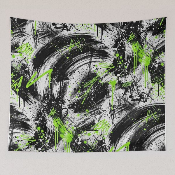 Item preview, Neon Green Graffiti Streetwear Pattern - Abstract Black White Urban Art Paint Splatter designed and sold by Freestyle Shop.