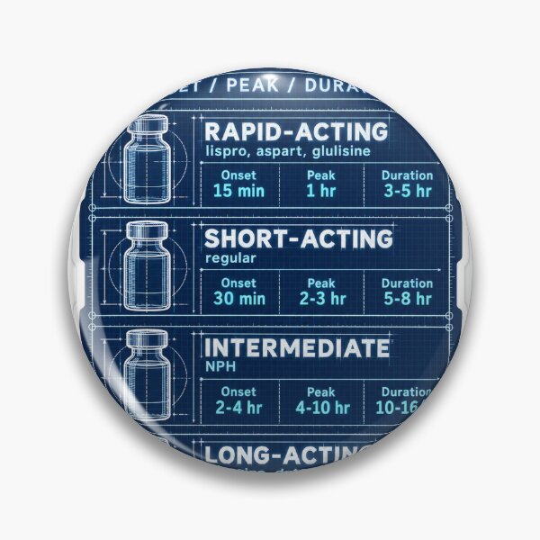 Item preview, Insulin Types Blueprint Study Aid Nursing Student Sticker designed and sold by isokinetic.