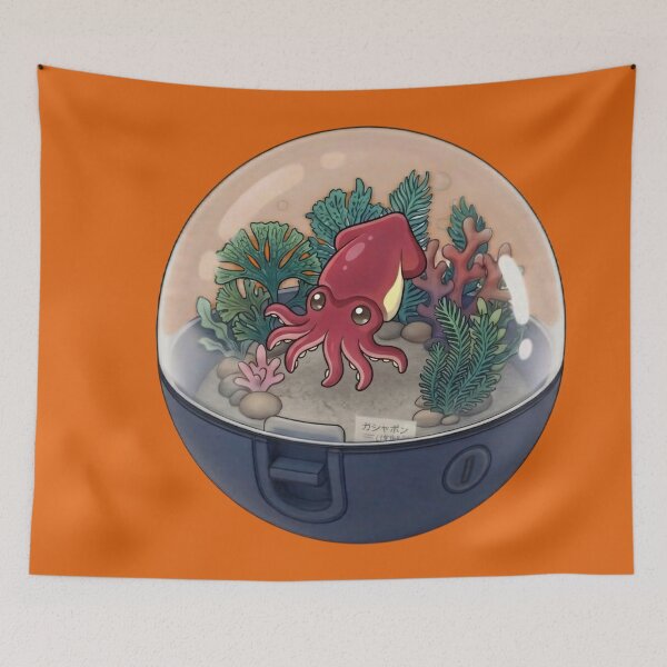 Item preview, Cute Squid in an Underwater Coral in a Capsule Kawaii Japanese Capsule Art-#serie2 designed and sold by JeanChiale.
