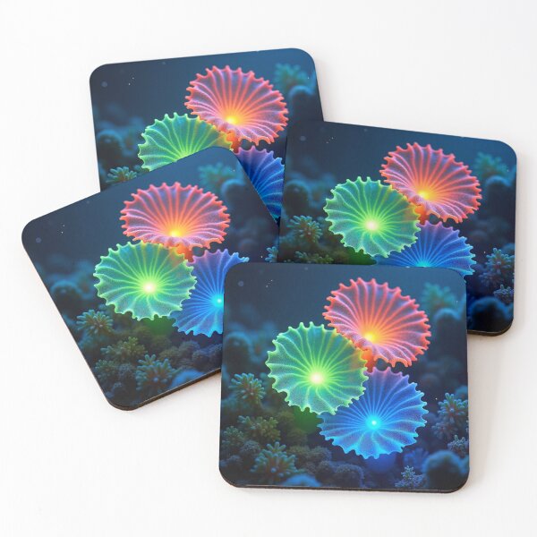 Item preview, Glowing Neon Flowers – Bioluminescent Green, Pink & Blue Floral Art. designed and sold by fbtrisha.