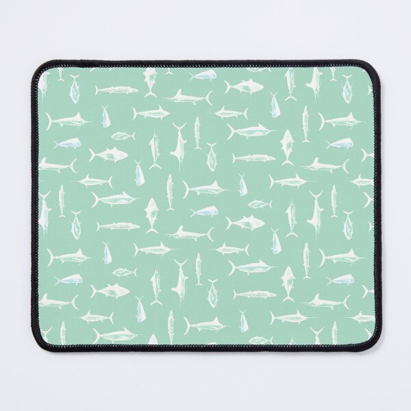 Item preview, Offshore Fish Tetris – Seafoam Drift | Half drop repeat designed and sold by Melissa MacMichael Art + Design.