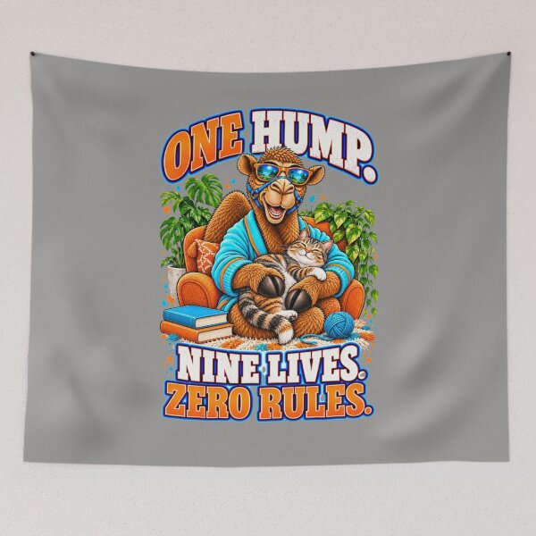 Item preview, One Hump. Nine Lives. Zero Rules – Funny Lifestyle and Pets T-Shirt – Funny Camel T-Shirt Animal Graphic Camel T-Shirt designed and sold by Camel & Quirk.