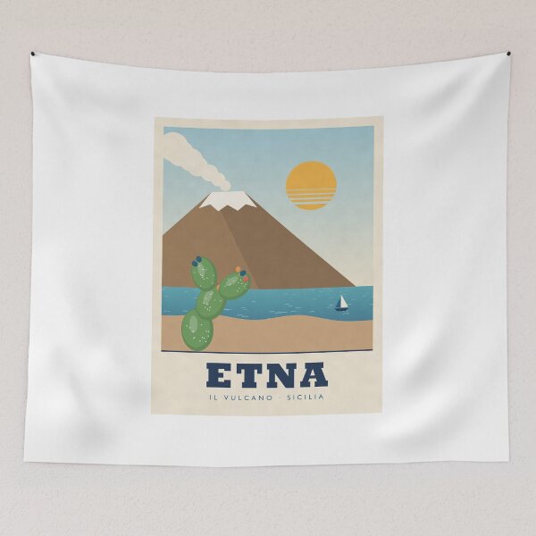 Item preview, Mount Etna Sicily Vintage Travel Poster designed and sold by ChromaLens.